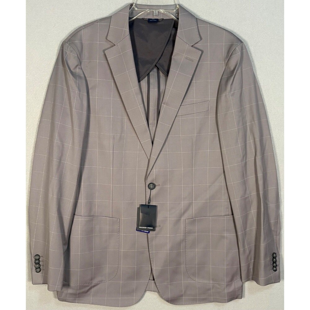 NWT Mizzen Main Lavelle Blazer Mens 40R Nickel Windowpane Trim Fit Unstructured